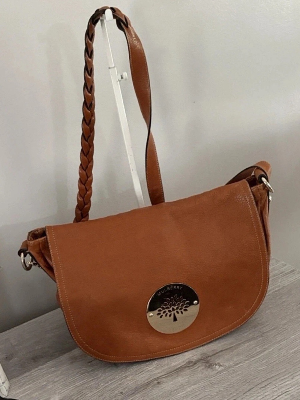 Mulberry Cognac Braided-Strap Shoulder Bag